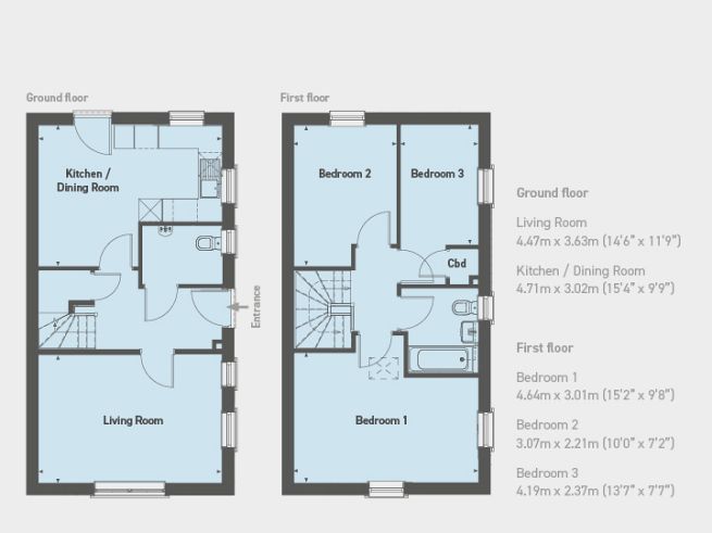 Floor plan, 3 bedroom house  - artist's impression subject to change